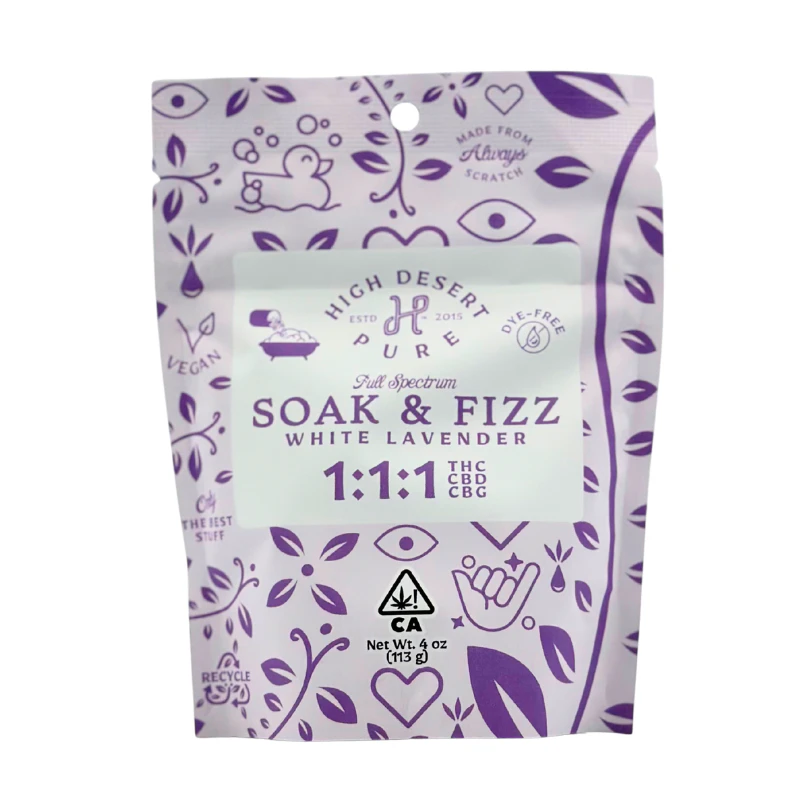 High Desert Pure - High Desert Pure - Bath Salt - Lavender Soak & Fizz 1:1:1 - THC/CBD/CBG - 4oz Main Image