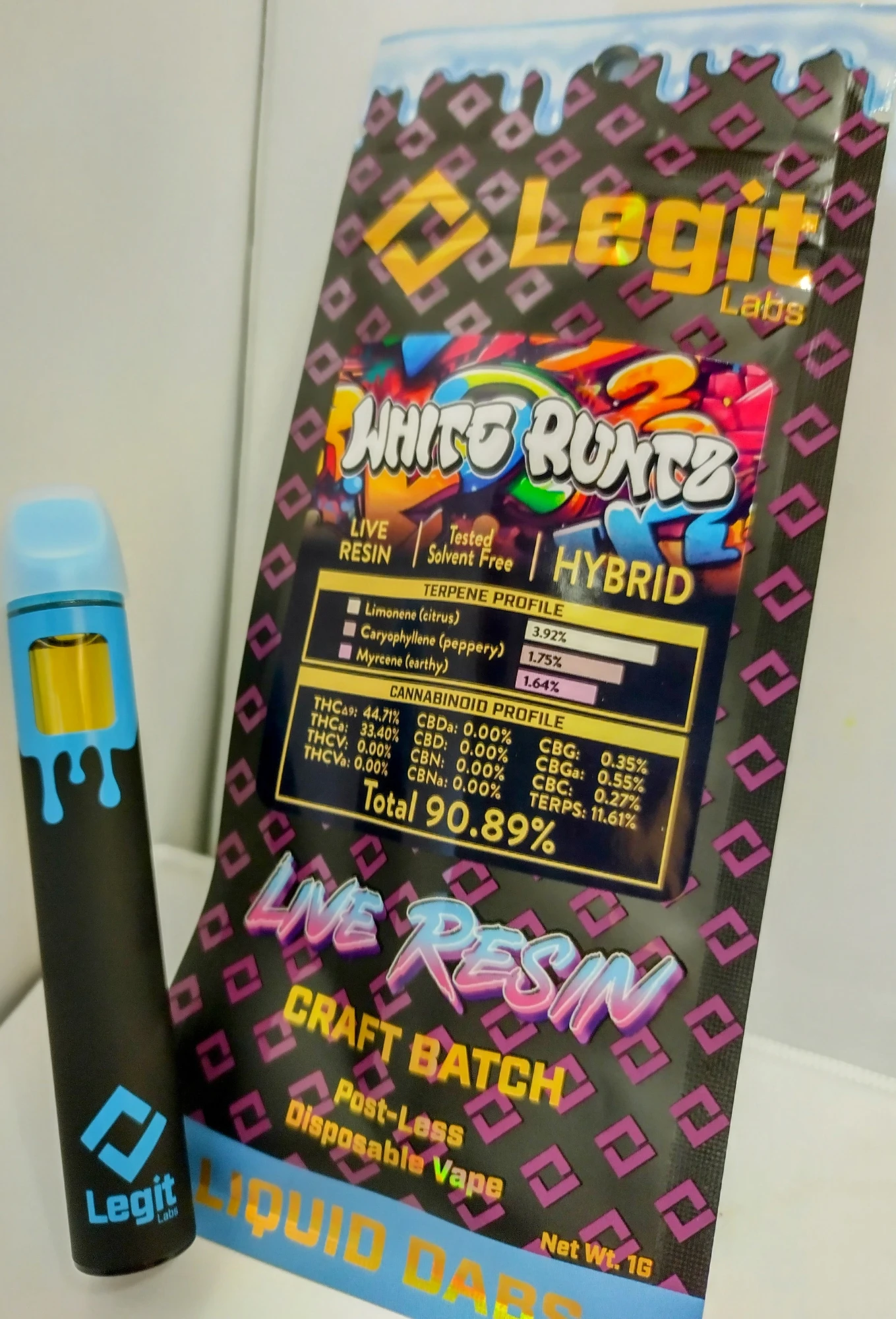 Legit Labs - AIO - White Runtz - Live Resin Main Image