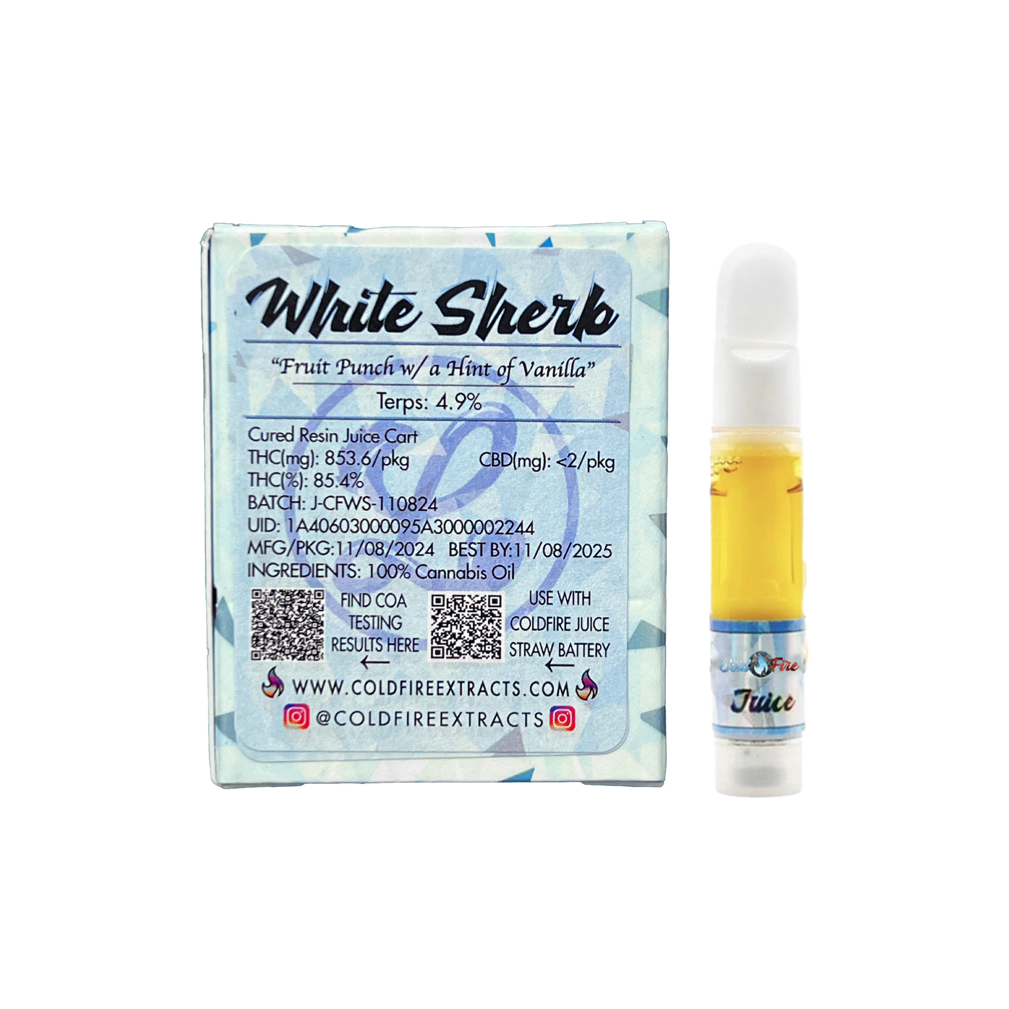 COLDFIRE Extracts - Coldfire White Sherb Juice Vape Cart (Lumpy's Collab - Cured Resin) - 1g Main Image