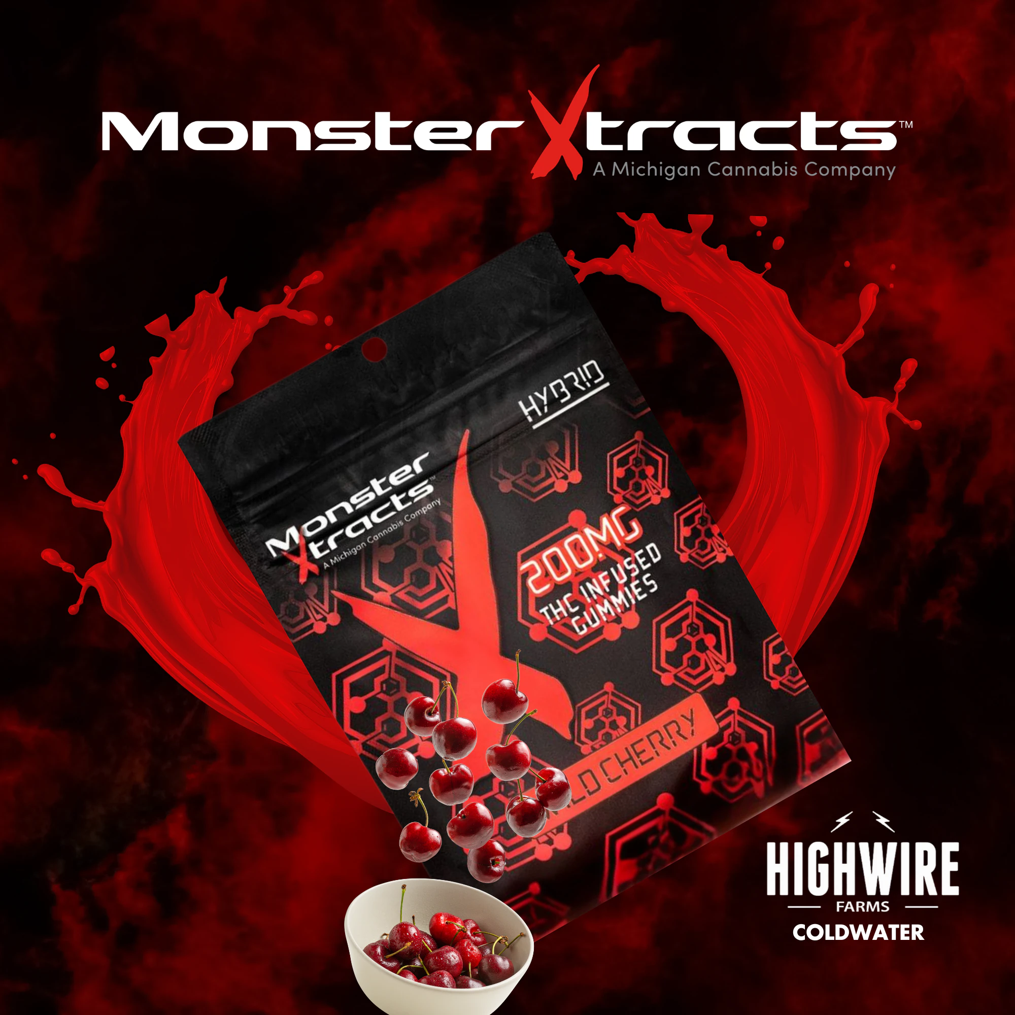 Monster Xtracts - Monster Gummies Wild Cherry 200mg (Hybrid) Main Image