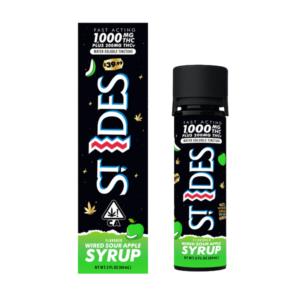 1,200mg THC:THCv Wired Sour Apple Syrup 2oz (42mg THC, 8mg THCv per serving) - St. Ides picture