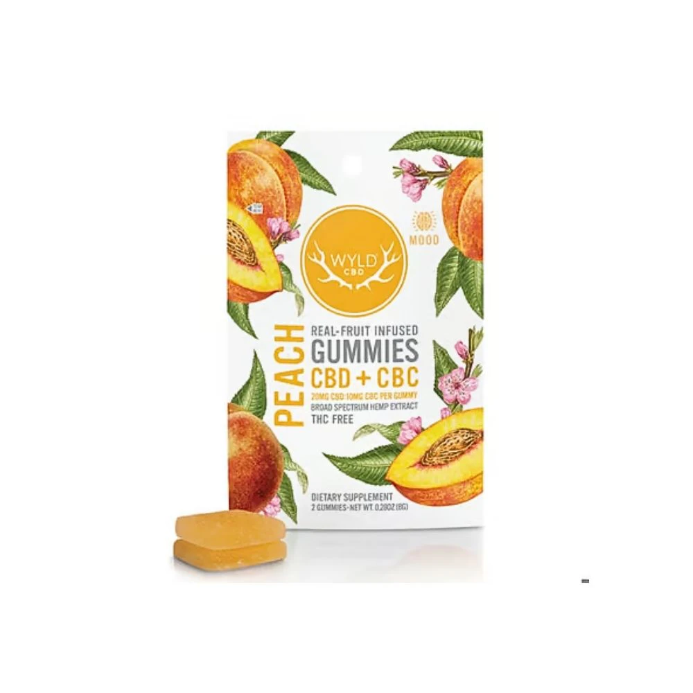 Wyld CBD - Peach 2:1 CBD:CBC 40mg Gummies (2x20mg) - WYLD CBD Main Image