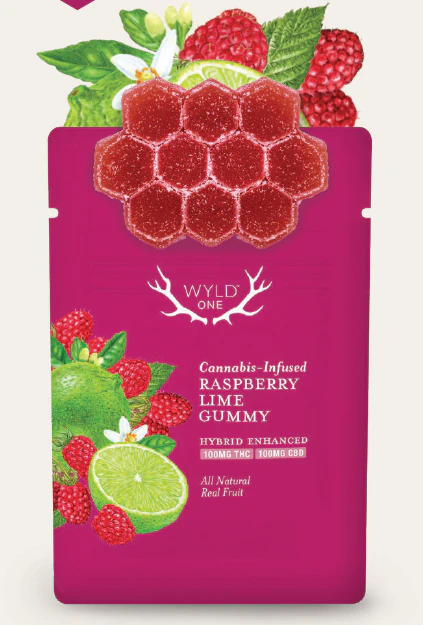 WYLD - WyldOnes Raspberry Lime 1:1 THC:CBD Single Gummy 100mg Main Image