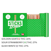 Sticks | Preroll 12pk/6g | Golden Goat/Gushmintz/Sour Strawberry
