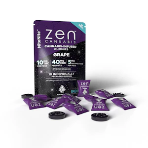 Zen Brands - ZEN - GRAPE INDICA NITENITE 1:4 100MG THC 400MG CBD GUMMIES