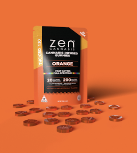 ZEN CANNABIS - 10:1 Orange Gummies | 20mg THC + 200mg CBD | TAX INCLD