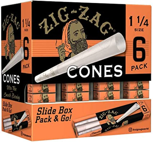 HIGH MOUNTAIN IMPORTS - Zig Zag Ultra Thin Pre-Rolled Cones 1¼" Size 6pk Main Image