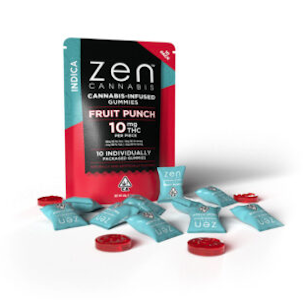 ZEN CANNABIS - Zen Cannabis | Fruit Punch | Fast Acting Indica Gummies | 10pk | 100mg
