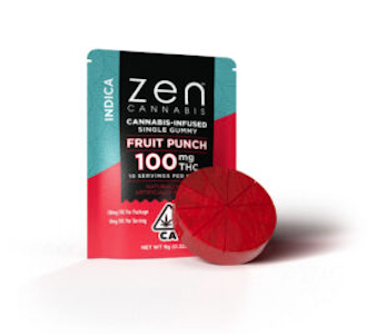 ZEN CANNABIS - Zen Cannabis | Fruit Punch |  Fast Acting Single Indica Gummy | 100mg