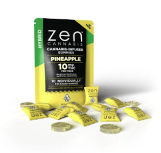 ZEN CANNABIS - Zen Cannabis | Pineapple | Fast Acting Hybrid Gummies | 10pk|  100mg