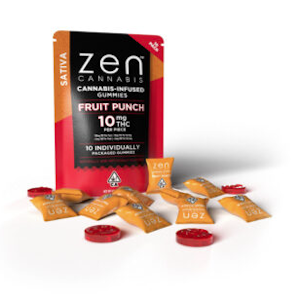 ZEN CANNABIS - Zen Cannabis | Fruit Punch | Fast Acting Sativa Gummies | 10pk | 100mg