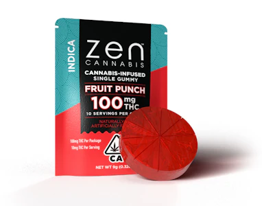 Zen Brands - Zen Single | Fruit Punch (Indica) Gummy 100mg