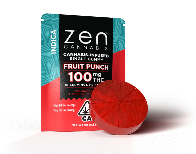 Zen Brands - Zen Single | Fruit Punch (Indica) Gummy 100mg Main Image