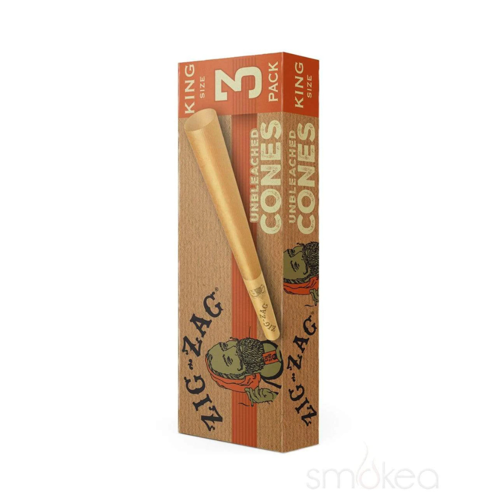 Zig Zag 1 1/4 Unbleached King Cones 3 pack picture