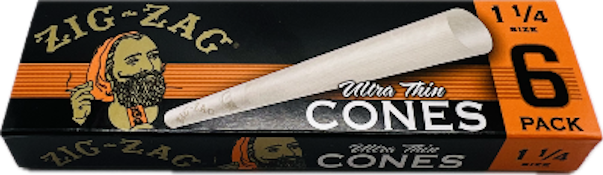 Zig Zag Ultra Thin 1 1/4 Cones 6 Pack