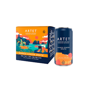 ARTET - Mango Ginger Spritz | 4pk 1:1 CBD:THC Infused Sparkling Beverage 