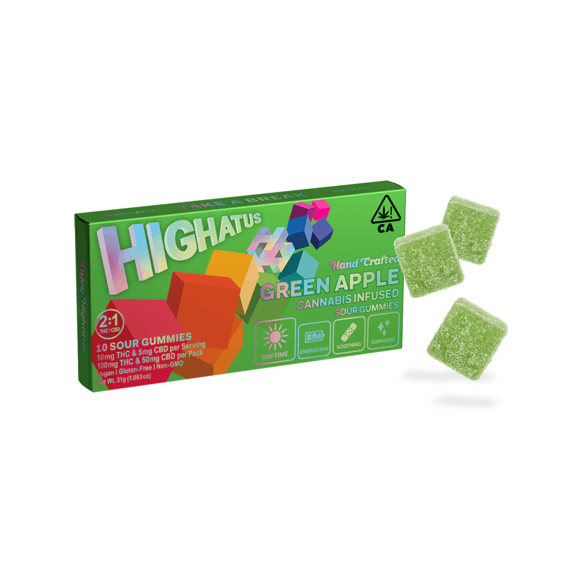 Highatus - Highatus Green Apple CBD Infused Gummies THC:CBD 2:1 100mg Main Image