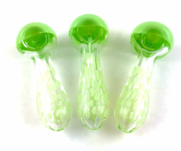Glass - 5" Slime Green Head Polka Dot Hand Pipe