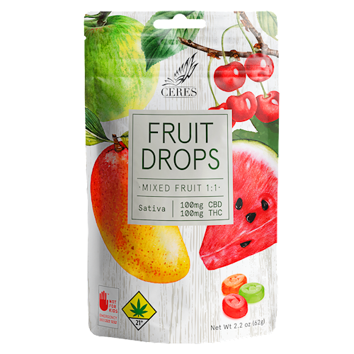 Ceres | Sativa Fruit Drops Assorted | 1:1 CBD THC | 10pk