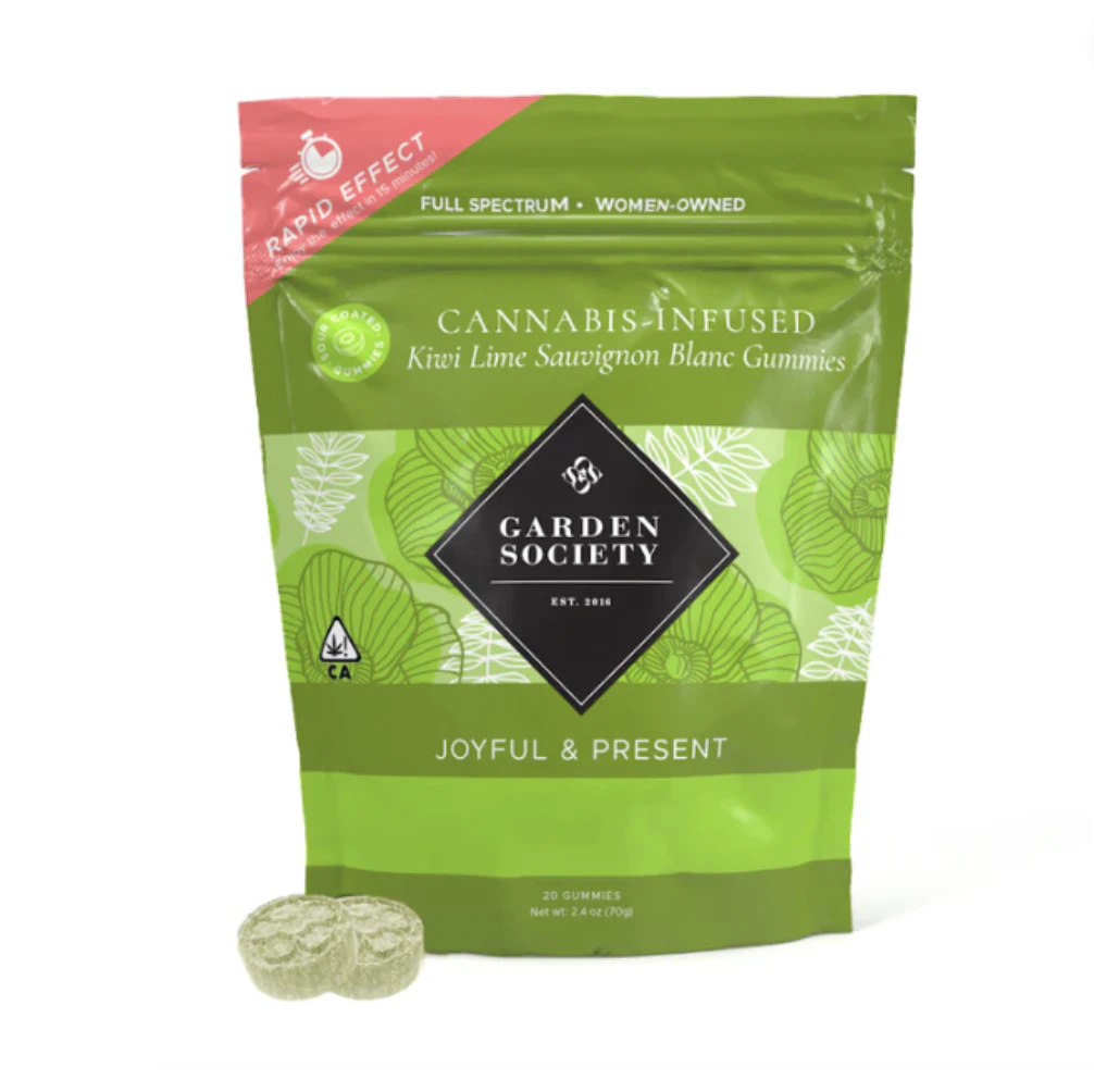 The Garden Society - 200mg 1:1 THC:THCv Kiwi Lime Sauv Blanc Gummies (5mg THC, 5mg THCv - 20 pack) - Garden Society Main Image