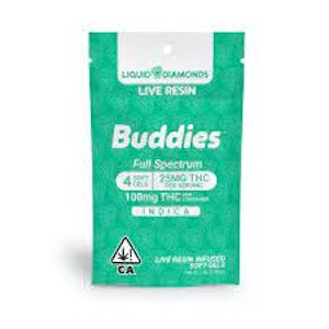 Buddies - Buddies - 25mg 4pk Indica - Liquid Live Resin Gel Caps 