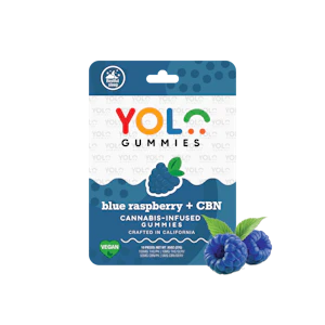 YOLO Gummies - Blue Raspberry + CBN - 2:1 THC:CBN (10 x 10mg THC:5mg CBN) - 150mg [YOLO Gummies]