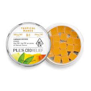 PLUS Gummies Relief Tropical Mango 9:1 CBD/THC 20mg 20-pack