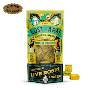 LOST FARM - Sour Lemon (Live Rosin Infused) Fruit Chews - 100mg (S) - Lost Farms