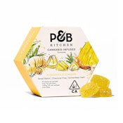 100mg THC P&B Kitchen - Pineapple Ginger Solventless Hash Infused Gummies (20 pack)