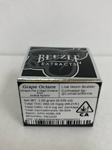 Beezle - Grape Octane 1g Live Resin Budder - Beezle 