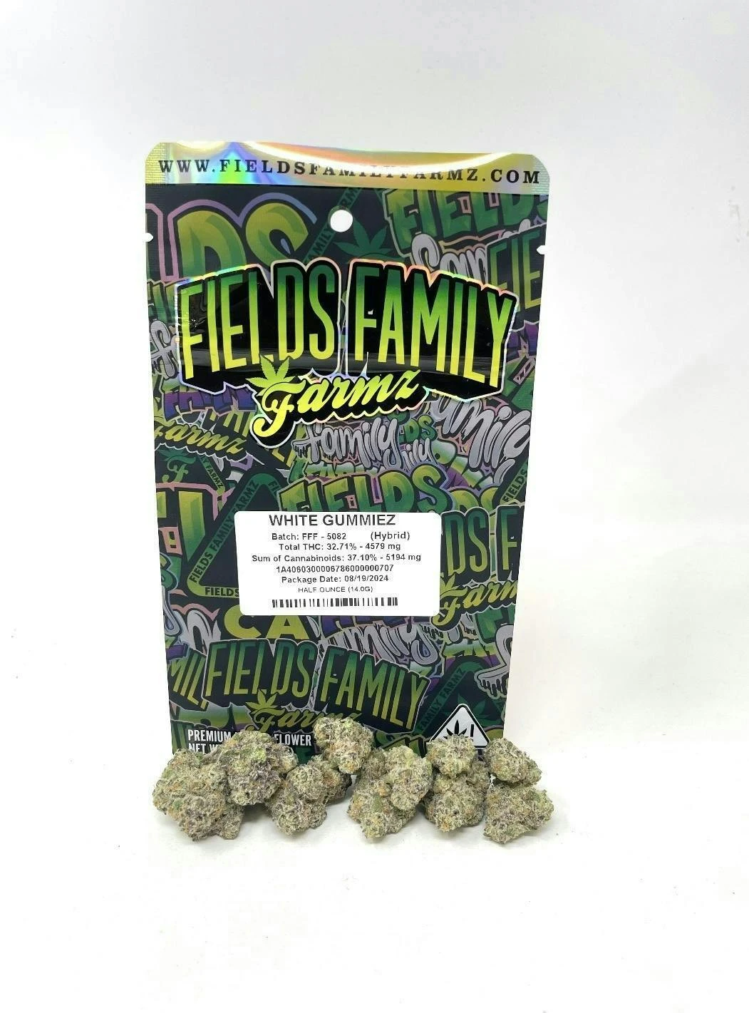 Fields Family Farmz - White Gummiez (H) 30.55% THC | Fields Family Farmz | 14g Flower Main Image