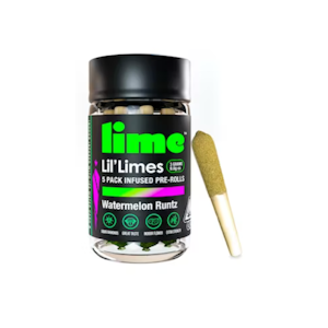 Lime Brand - 3g Watermelon Runtz Lil' Limes Diamond & Hash Infused Pre-Roll Pack (.6g - 5 pack) - Lime 