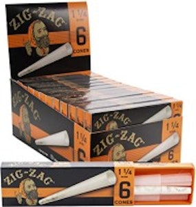 ZIG ZAG - Zig-Zag 1 1/4 Unbleached Cones 6 Pack
