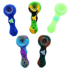 4.25" Silicone Honeycomb Hand Pipe With Glass Bowl & Dabber