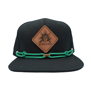 Black Snapback with Green Tie & Lady Leather Patch