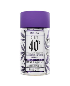 STIIIZY - Stiiizy - Biscotti - 2.5g 5pk 40's Pre-Rolls