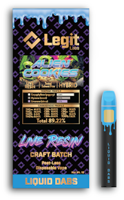 Legit Labs Live Resin - Alien Cookies- 1G Disposable