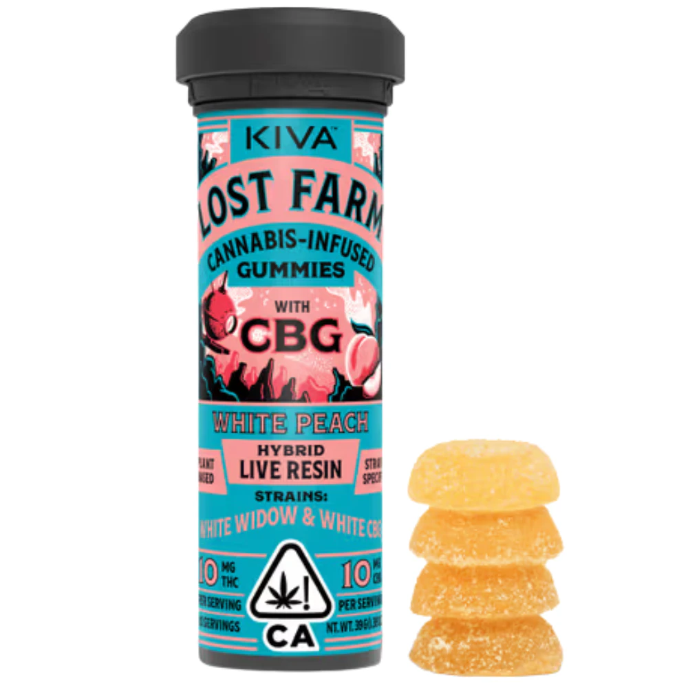 KIVA - Kiva - Lost Farm Gummy - White Peach x White Widow x White CBG (H) - 10THC:5CBG - 100mg Main Image