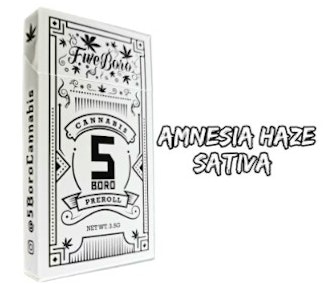 5 Boro Cannabis - 5 Boro | Preroll | Amnesia Haze 5pk | 3.5g