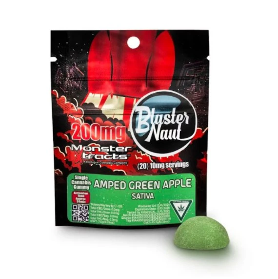 Monster Extracts - Monster Xtracts Amped Green Apple Blasternaut Gummy 200mg Main Image