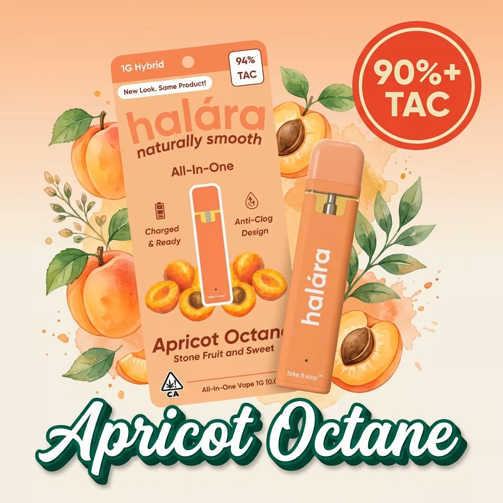 Halara - 1g Apricot Octane High THC All-in-One - Halara Main Image