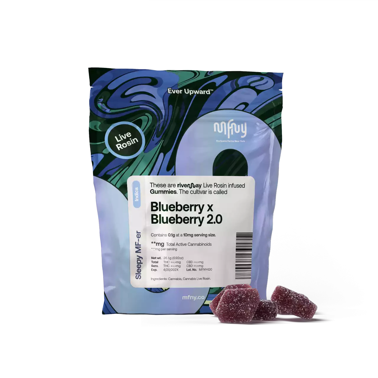 MFNY - Blueberry x Blueberry 2.0 Rosin | Edible | 10mg x 10pk | MFNY Main Image