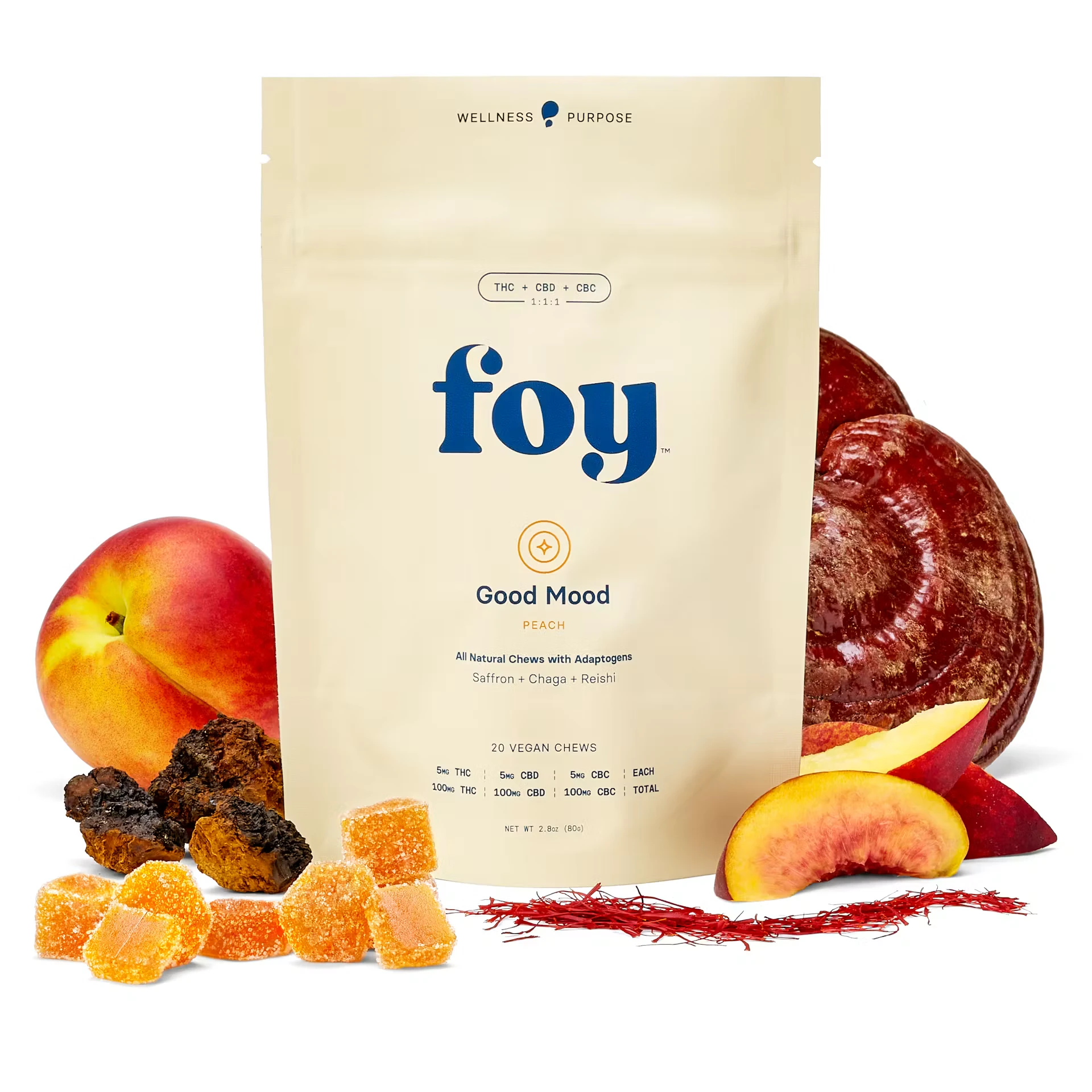 Foy - Good Mood Peach | Edible | 5mg x 20pk | Foy Main Image