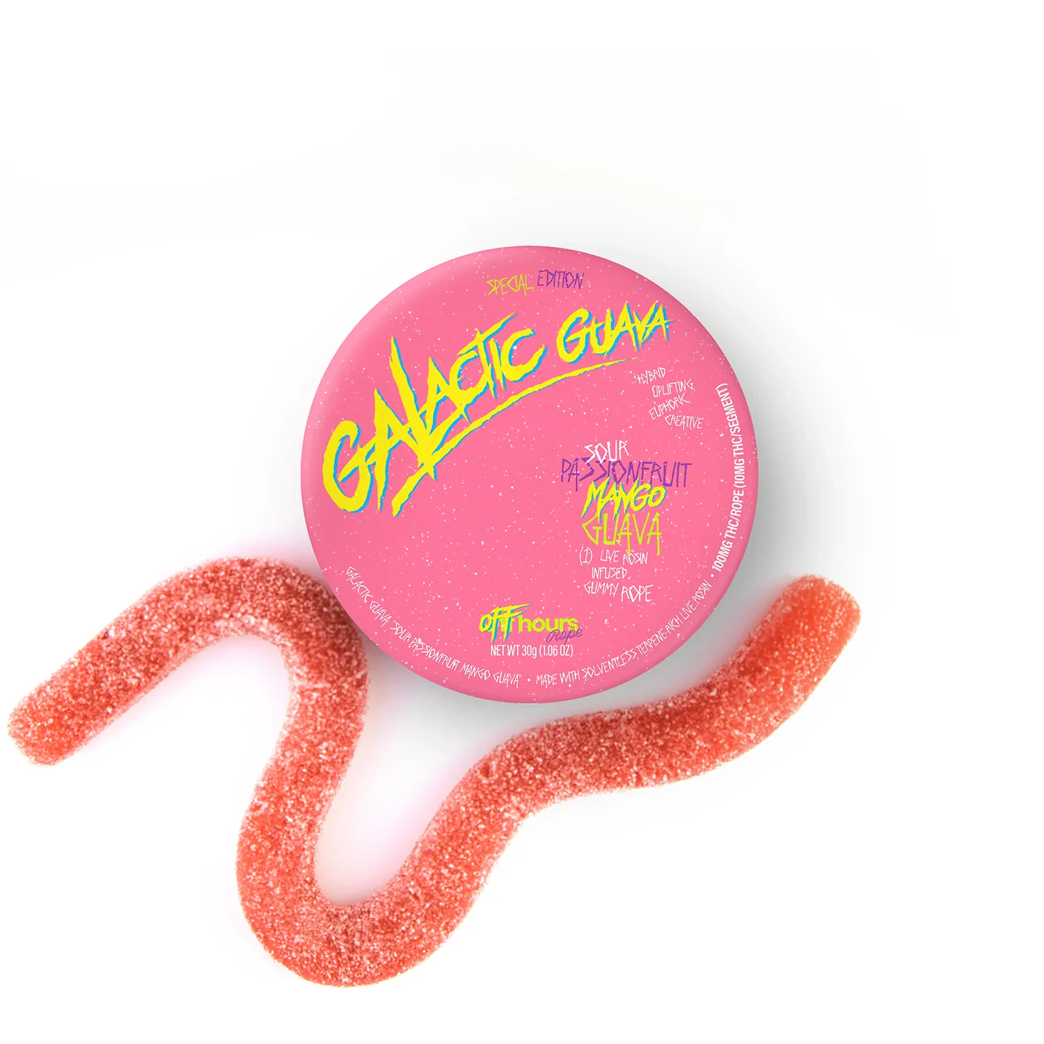 Off Hours - Galactic Sour Passion Fruit Mango Guava Live Rosin Rope | Edible | 10mg x 10pk | Off Hours Main Image