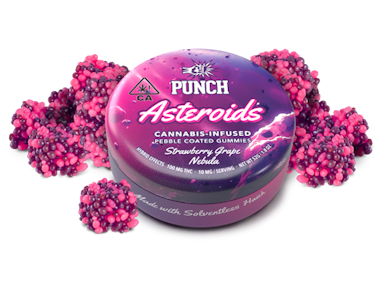 Punch - Strawberry Grape Nebula - Solventless Asteroids 100mg - Punch Pebble Coated Gummies