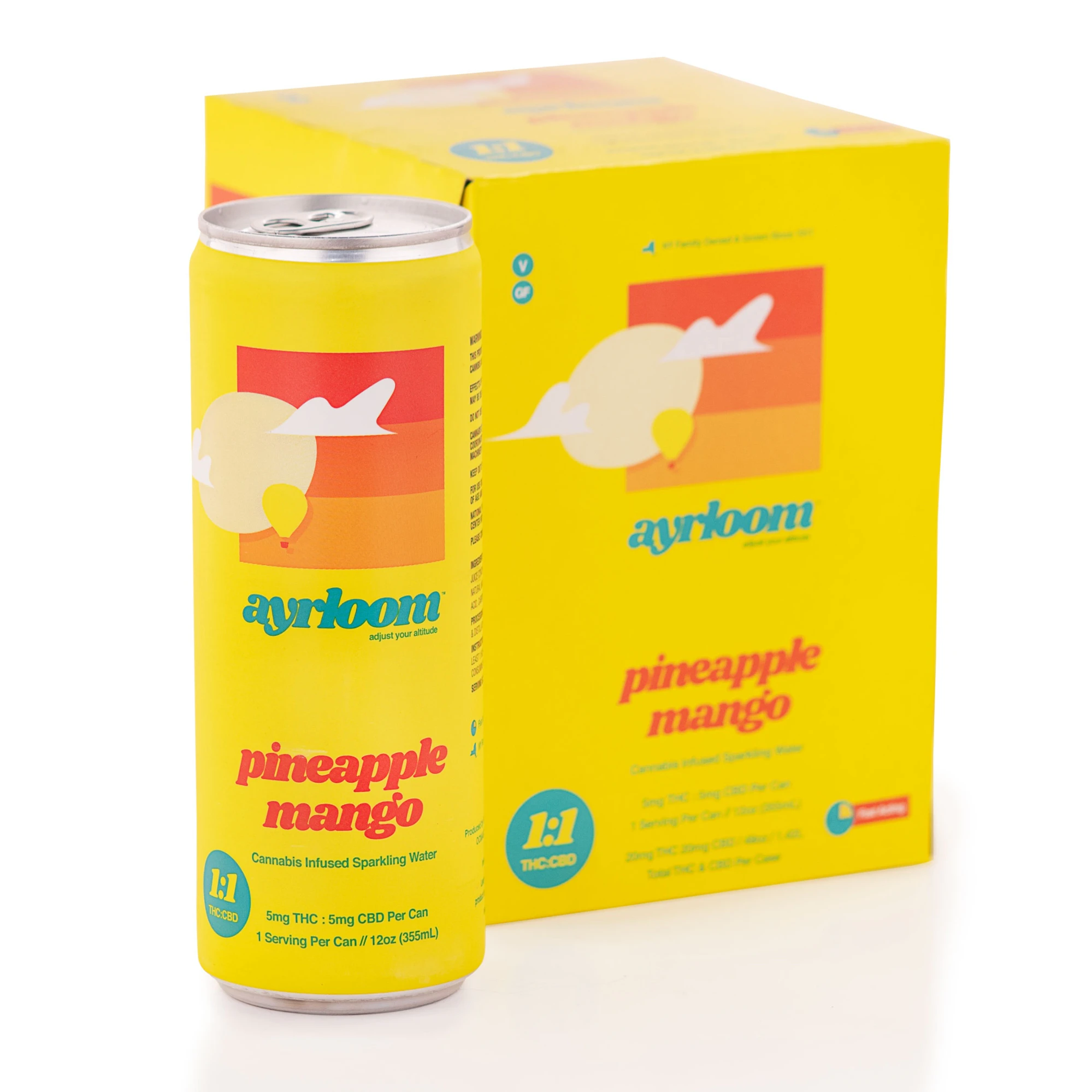 ayrloom - Ayrloom - 4 Pack- Pineapple Mango 1:1 (5mg THC:5mg CBD)- Beverages Main Image