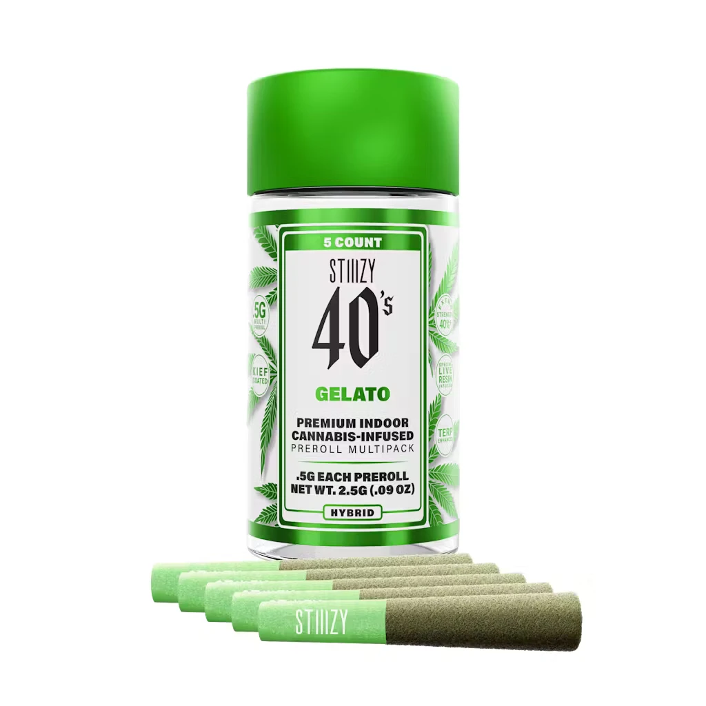 STIIIZY - Gelato (H) 39.54% THC | 40s infused Preroll Multipack (5pk/2.5g) | Stiiizy Main Image