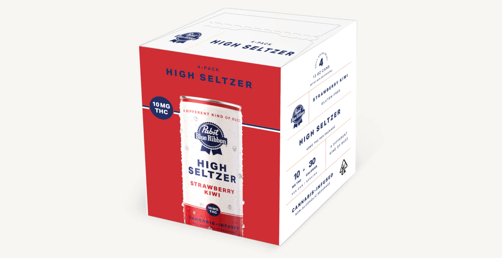 Pabst - Pabst Blue Ribbon - Strawberry Kiwi - 10mg 4pk Infused High Seltzer (Non-Alcoholic) Main Image