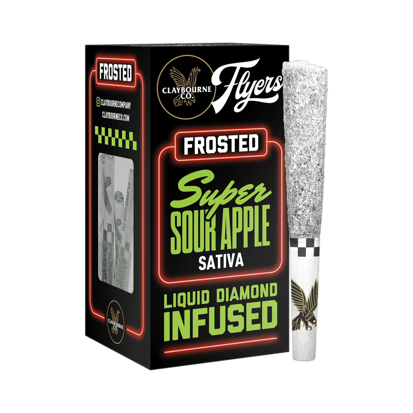 Claybourne Co. - Claybourne Co. - 2.5g - 5ct Flyers Frosted Infused Pre Rolls - Super Sour Apple Main Image
