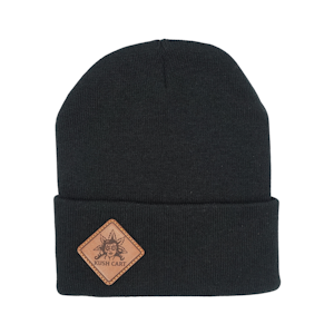 Kush Cart - Black Beanie with Lady Leather Patch